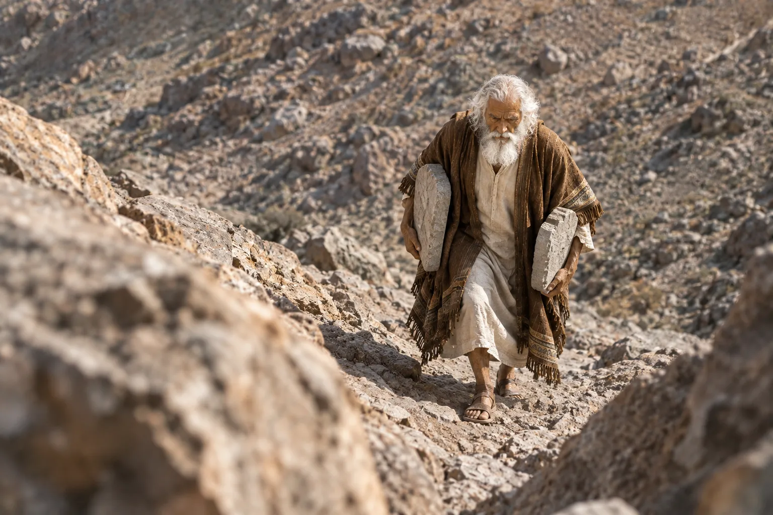 Moses ascends with the renewed tablets (Deuteronomy 10:3)