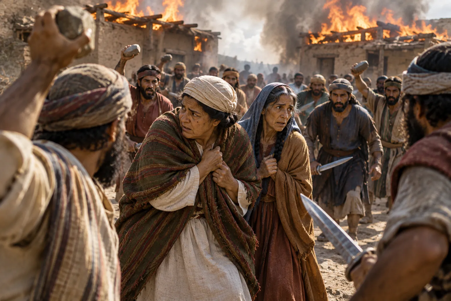 The mob and the burning houses (Ezekiel 23:46–49)