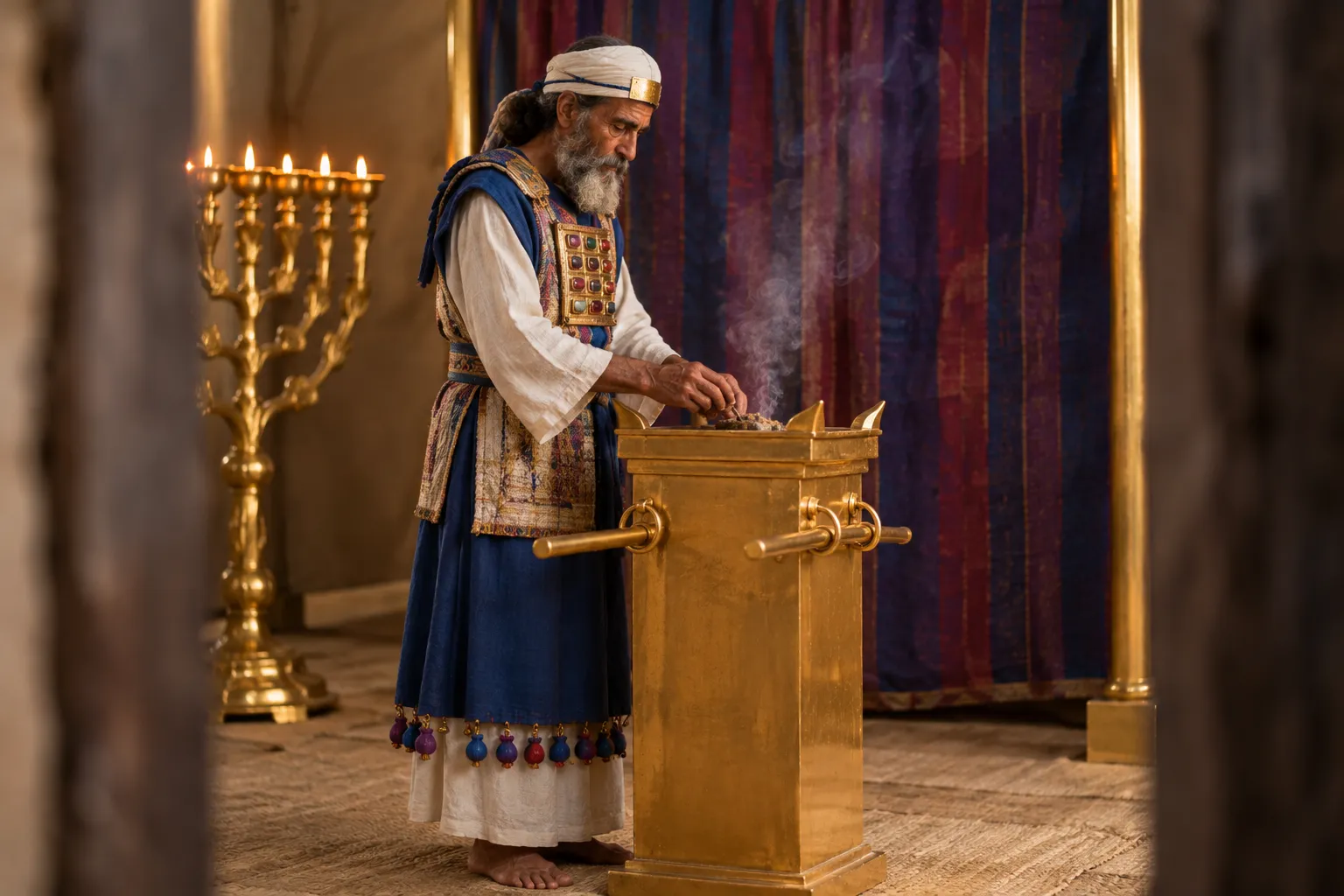 Morning incense before the veil (Exodus 30:6–9)