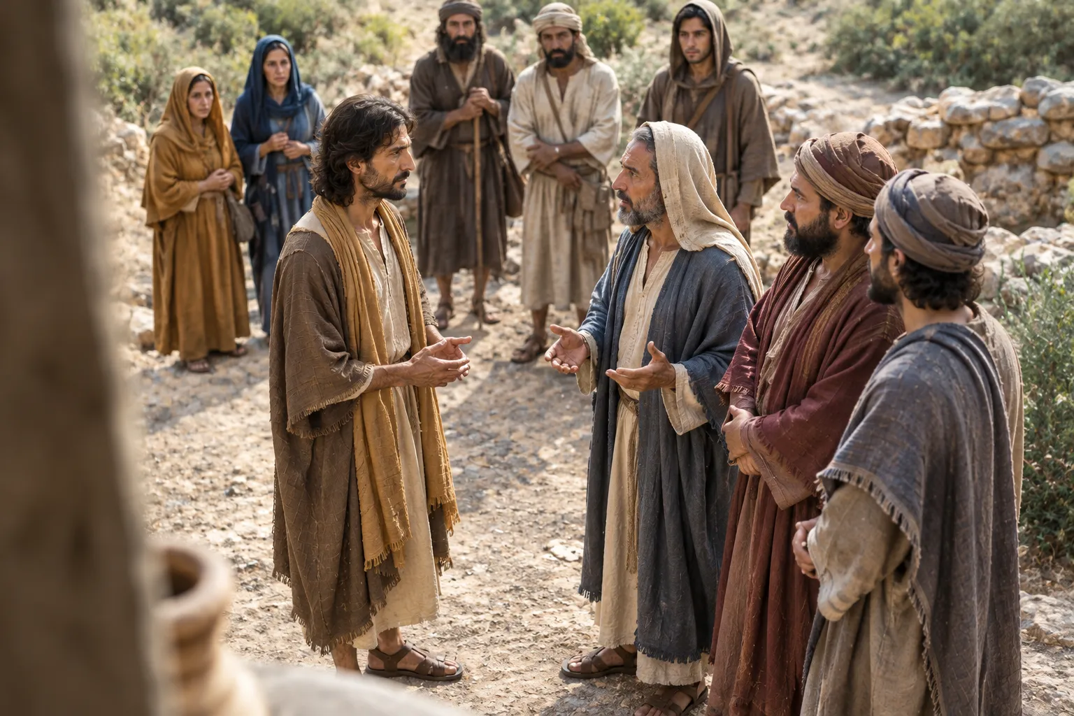 Jesus answers the Pharisees (Mark 10:2–9)