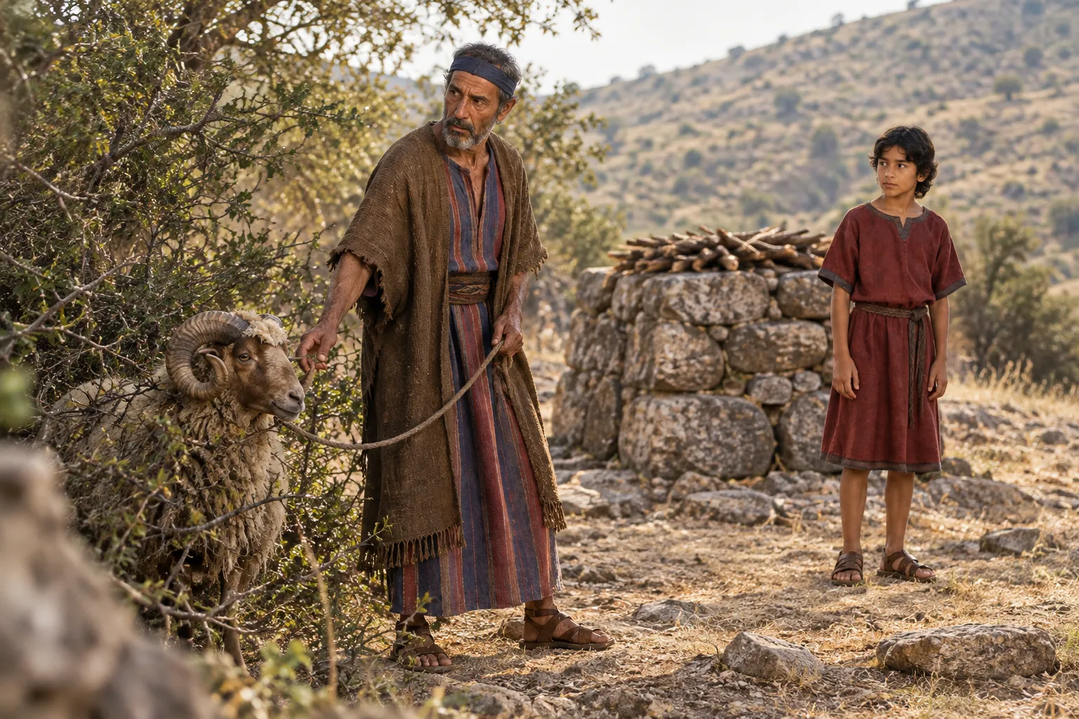Abraham sees the ram provided (Genesis 22:13)