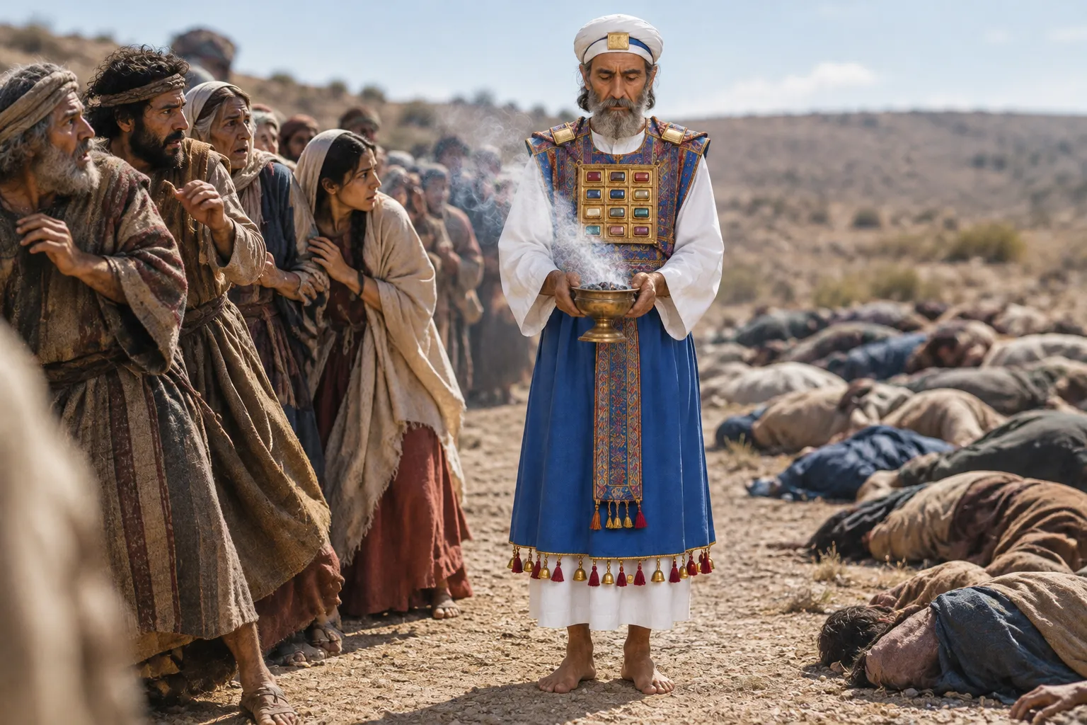 Aaron stands between the living and the dead (Numbers 16:47–48)