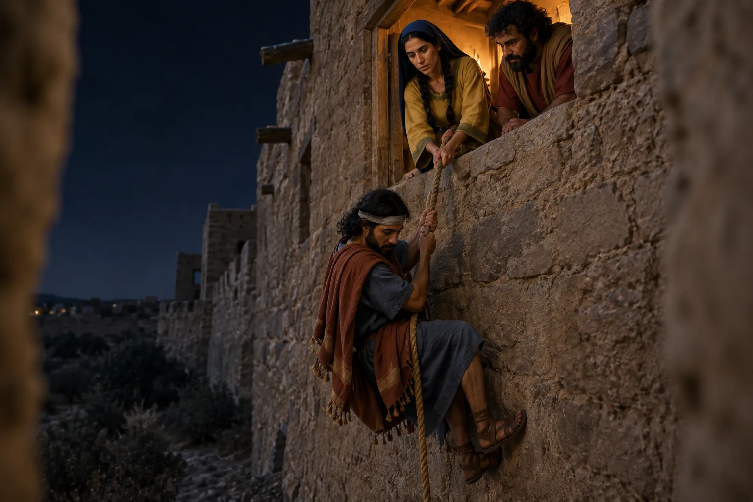 The Spies Escape Through the Wall Window (Joshua 2:15)