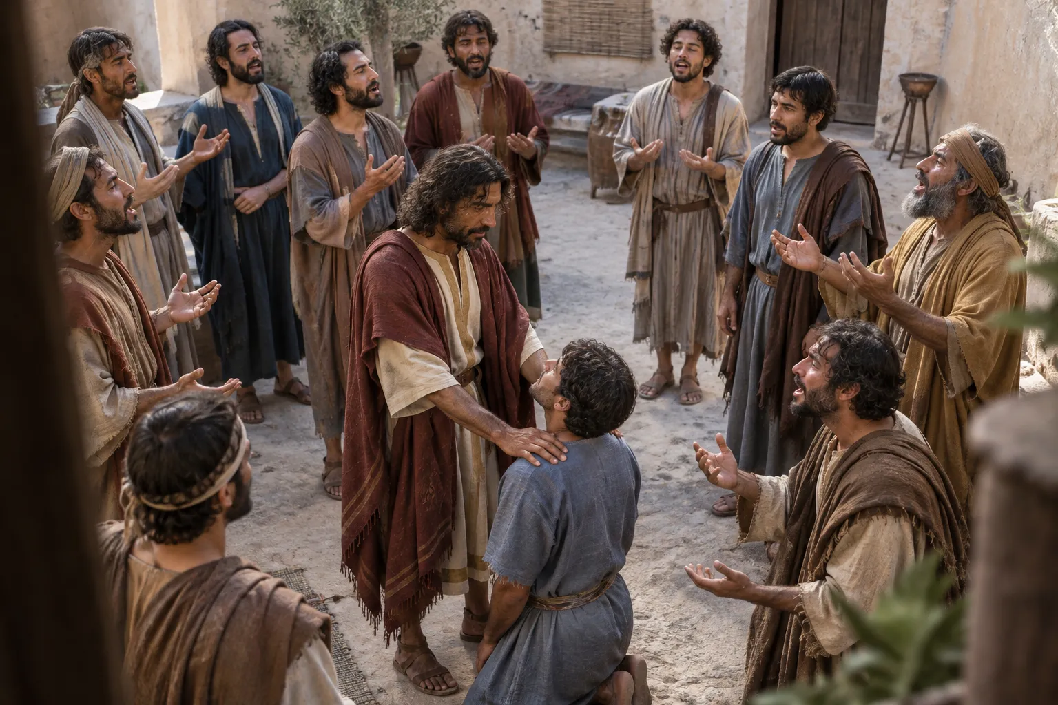Paul lays hands on the Ephesian disciples (Acts 19:5–7)