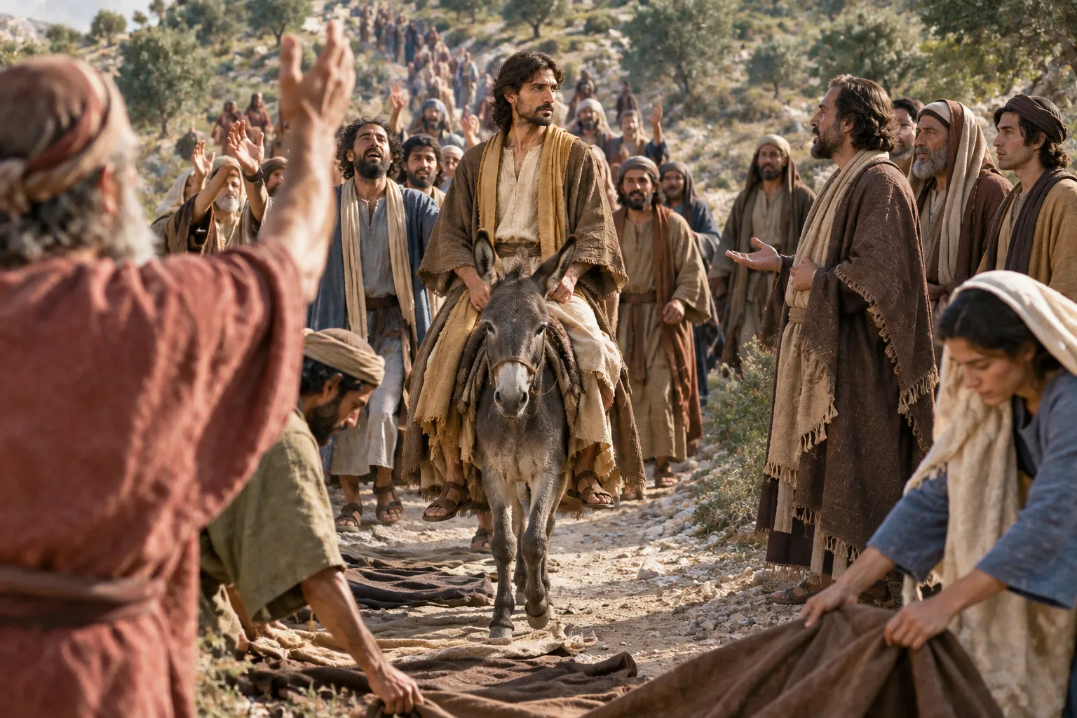 The King is praised on the road (Luke 19:36–40)
