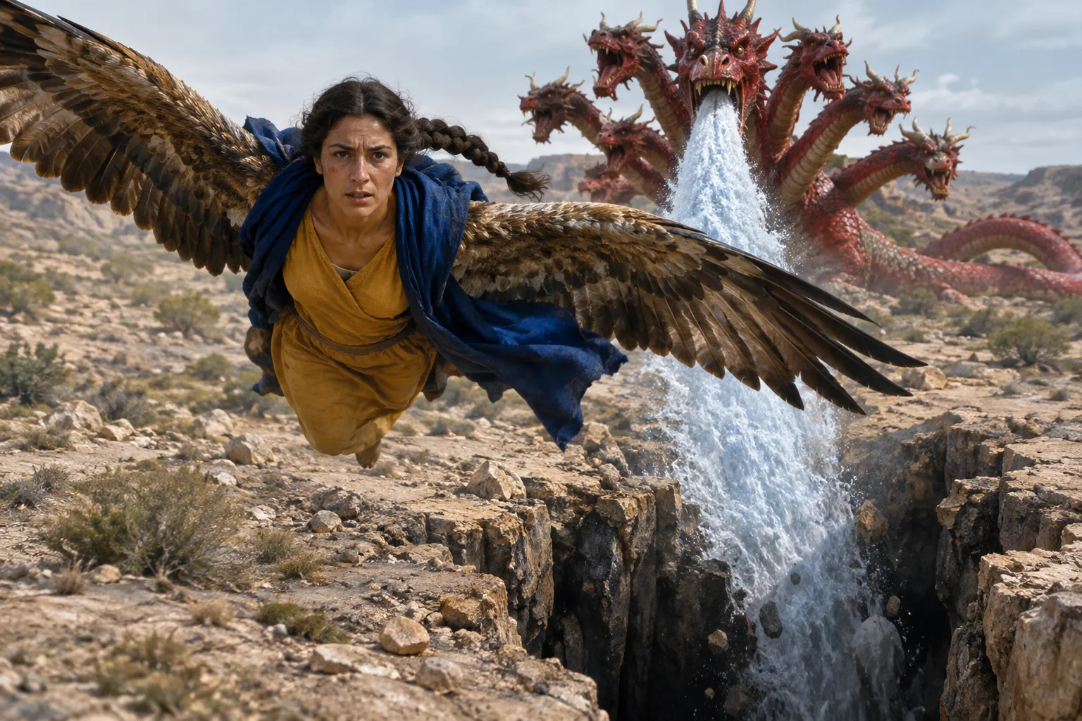 The earth swallows the dragon’s river (Revelation 12:13–16)