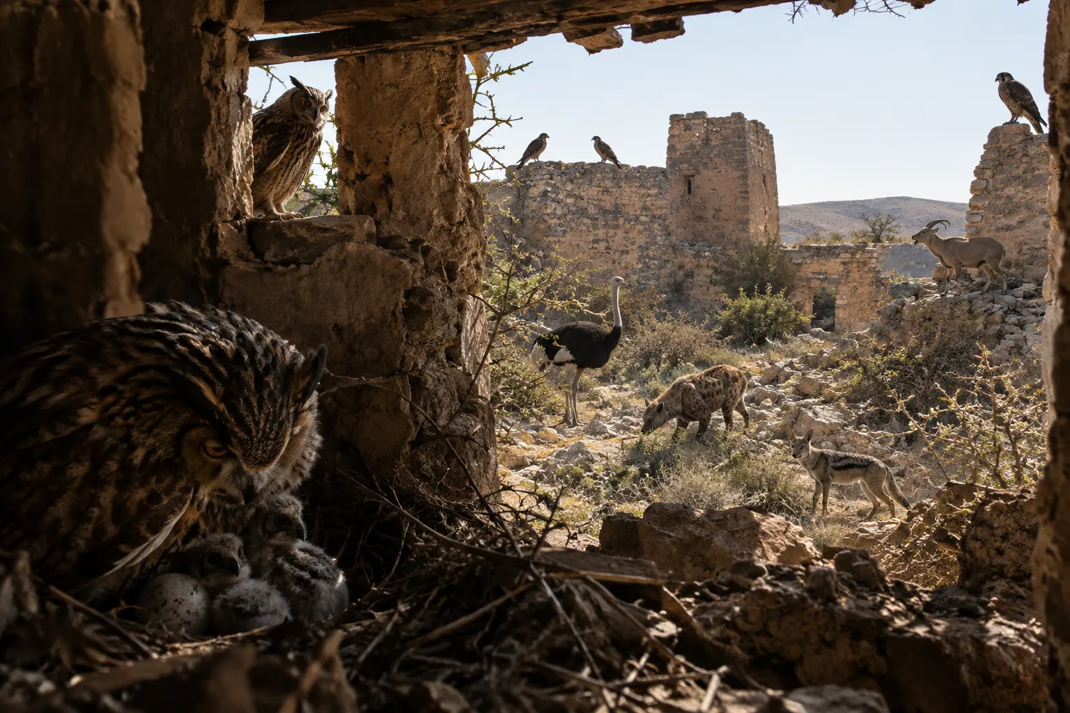 Wild creatures inherit the ruined fortresses (Isaiah 34:11–17)