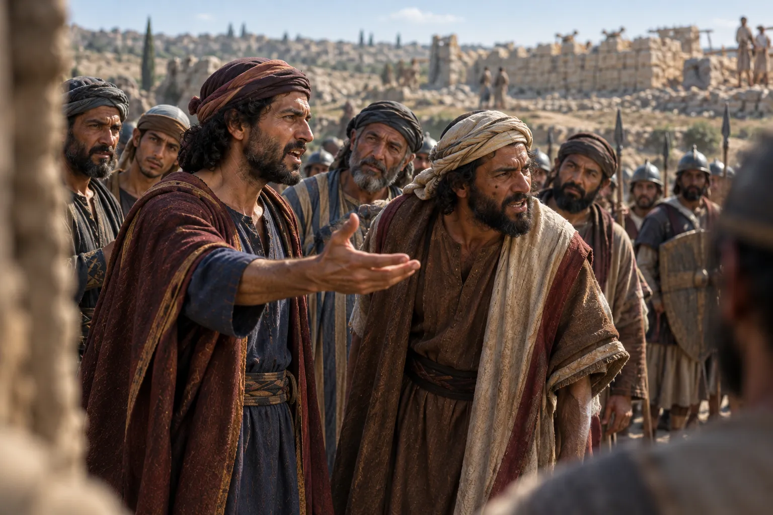 Sanballat and Tobiah mock the builders (Nehemiah 4:1–3)